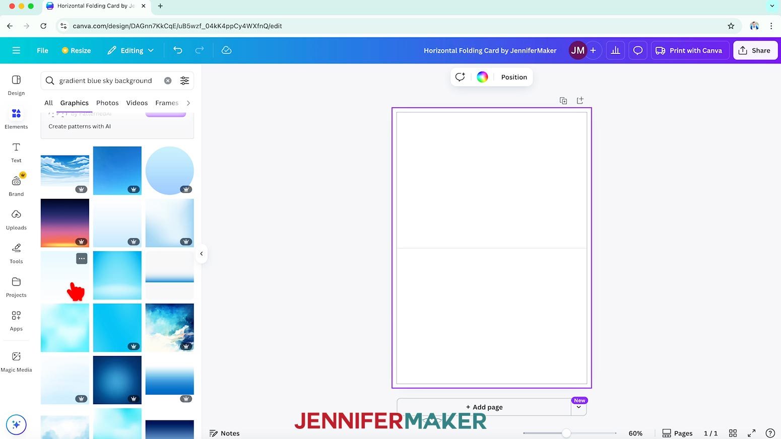 Search for "gradient blue sky background" for the background color of the card.