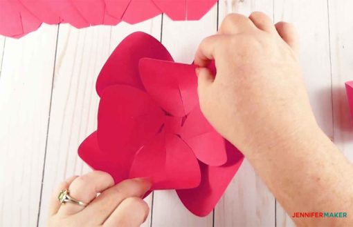 Glue all three petal groups together to make the giant paper flowers