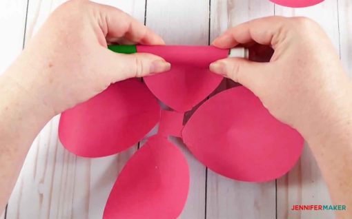 Curl over the edges on the petals to make giant paper flowers
