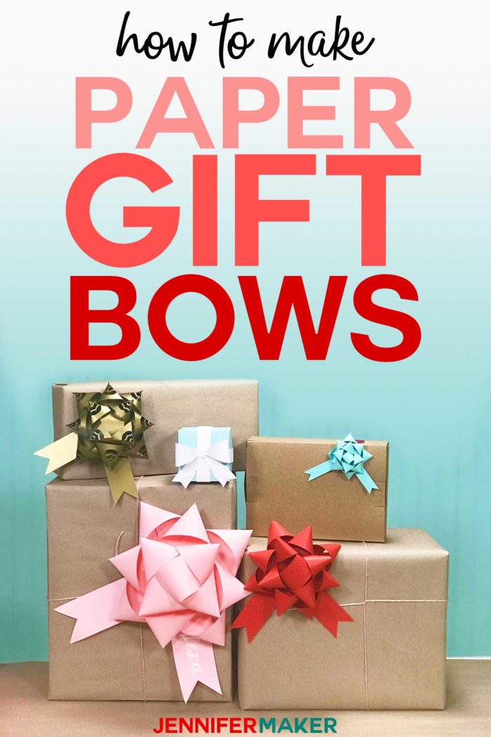 Make gift bows from paper with free templates and SVG cut files for Cricut #Cricut #cricutmade #giftbows #bows #papercraft