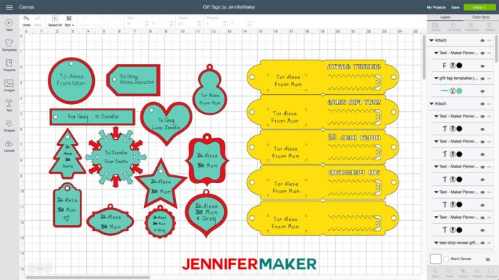 Gift card templates in Cricut Design Space