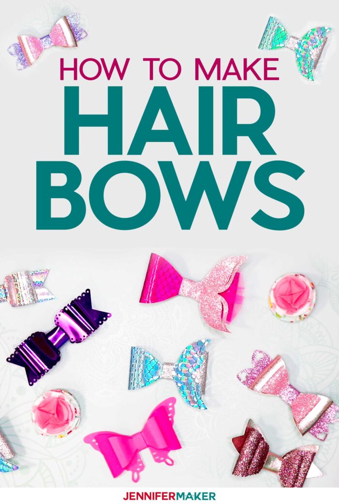 Make Hair Bows Easy with Mermaid Tails, Wings, and Hearts on a Cricut! #fauxleather #partyfoil #fabric