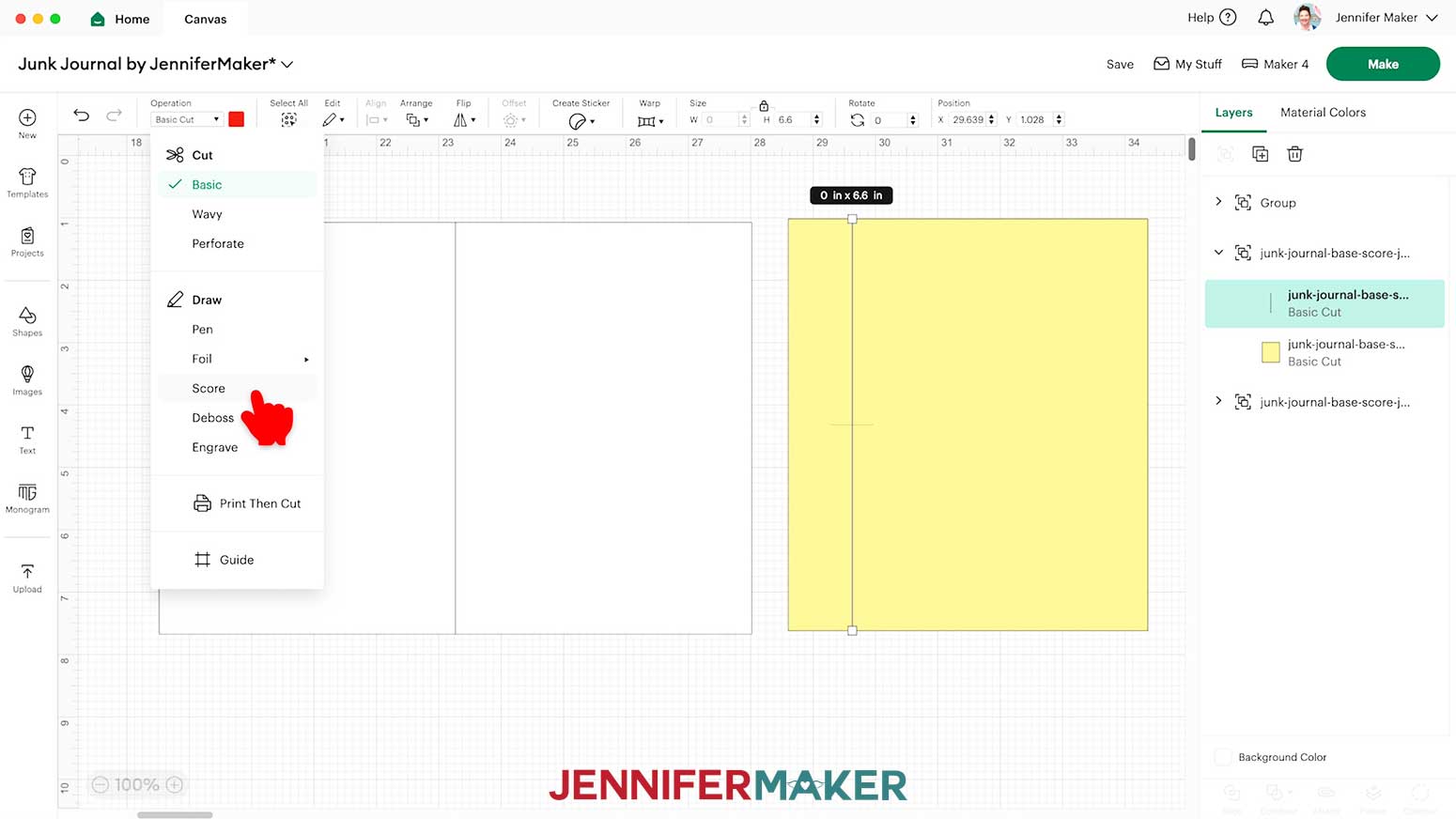 Select the line on the Junk Journal page and click Score under the Operation tab.