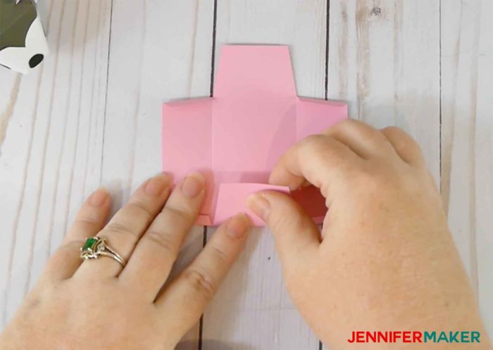 Gluing the box for the paper dog