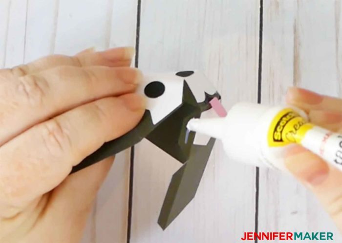 Glue the head together to make a paper dog box