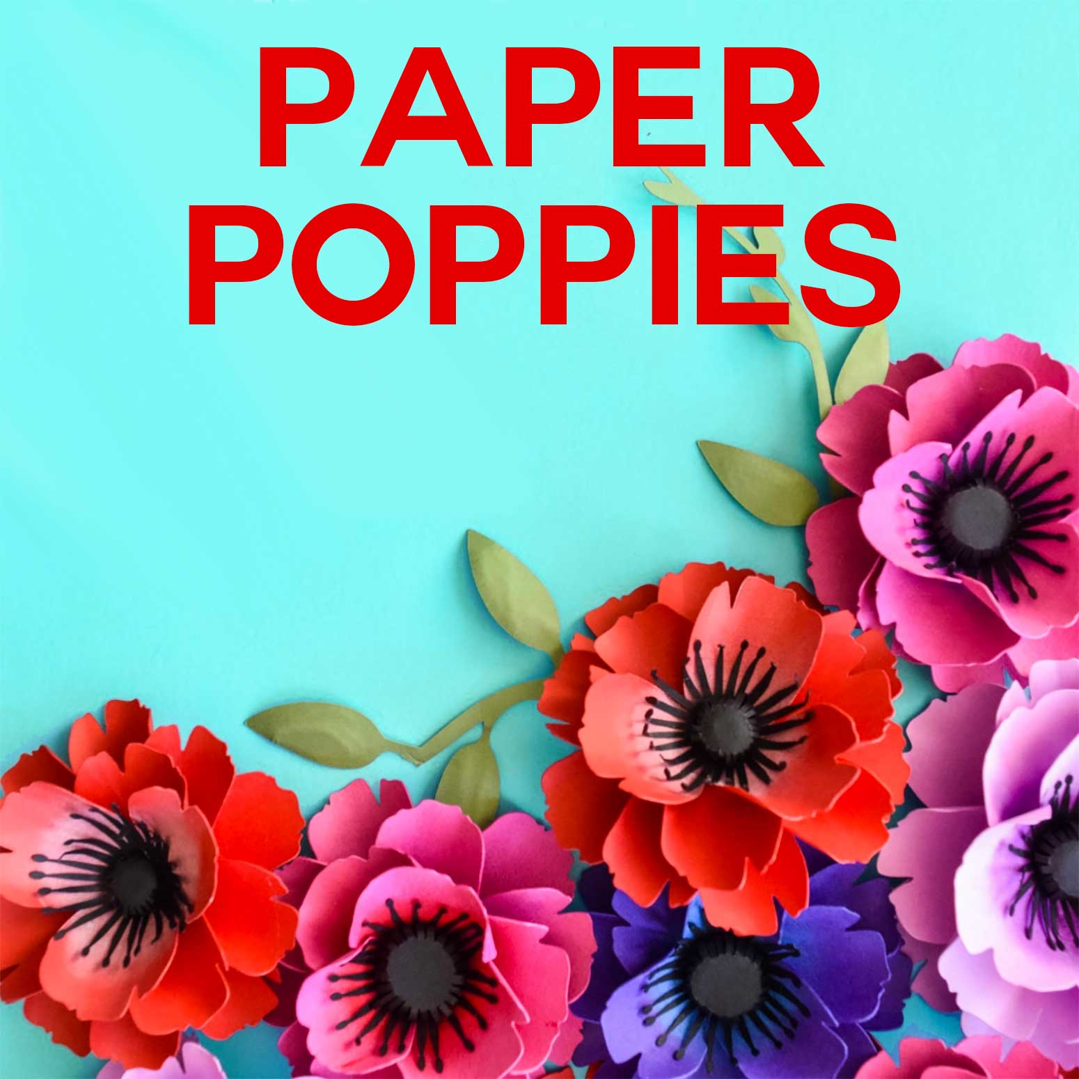 Make Paper Poppies with this free template in SVG and PDF - a fun papercraft project for Memorial Day, Veterans Day, and Remberance Day #svgcutfile #cricut #paperflowers #veteransday