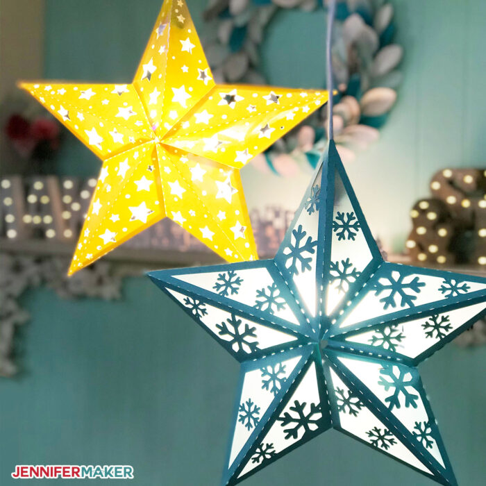 Make Paper Star Lanterns with stars and snowflakes to brighten up your winter nights