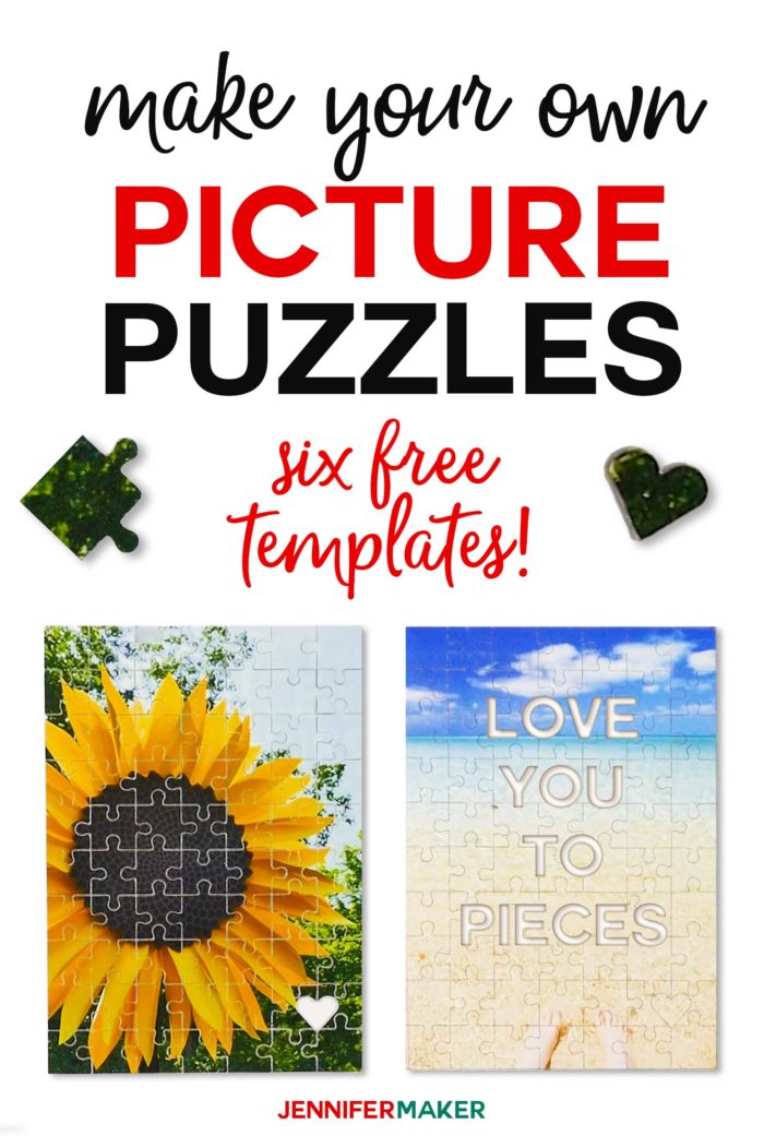 Make personalized picture puzzles on a Cricut with these free templates, including a hidden message puzzle #cricut #puzzle #svgcutfile #diygifts