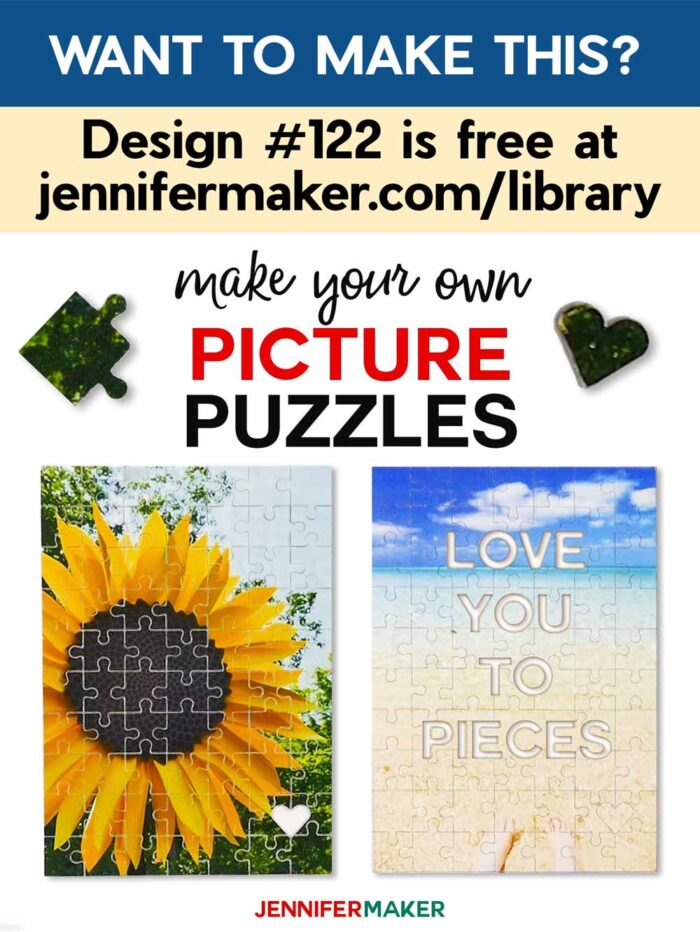 Get the free DIY picture puzzle tutorial, pattern and SVG in the free JenniferMaker Library