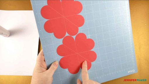 My cut cardstock on my Cricut cutting mat for my Pop Up Heart Card