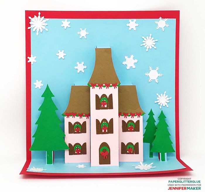 Christmas Holiday Manor Pop-Up House Card