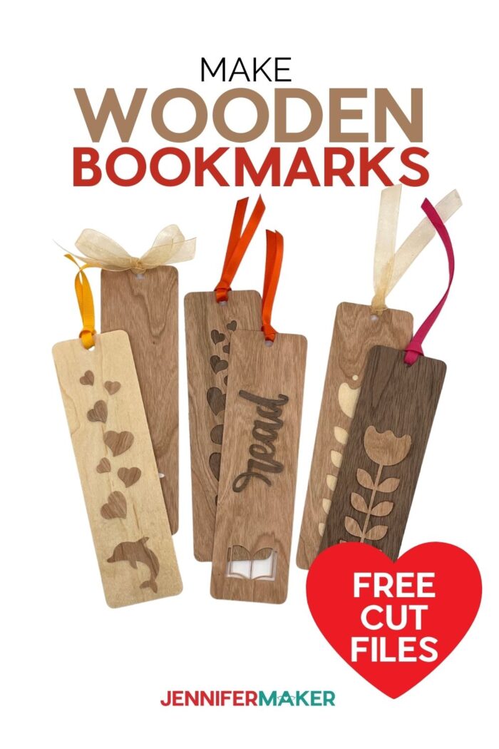 Make Wooden Bookmarks on a Cricut cutting machine with wood veneer and our free SVG cut file
