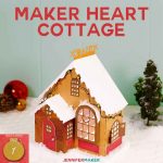 3d paper village craft cottage | maker heart cottage papercraft | christmas craft | mrs clause | free cricut svg cut files