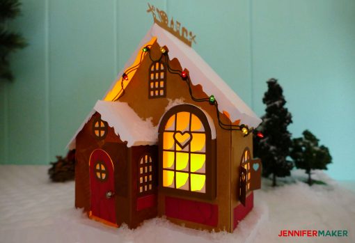3d paper village craft cottage | maker heart cottage papercraft | christmas craft | mrs clause | free cricut svg cut files