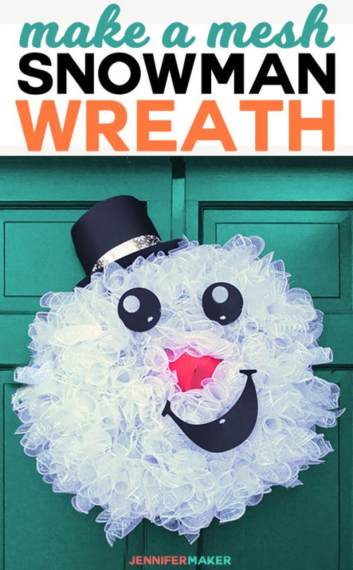 How to make a Mesh Snowman Wreath Tutorial | Curly Mesh Snowman | DIY Snowman Hat and Free SVG Cut Files and PDF Pattern
