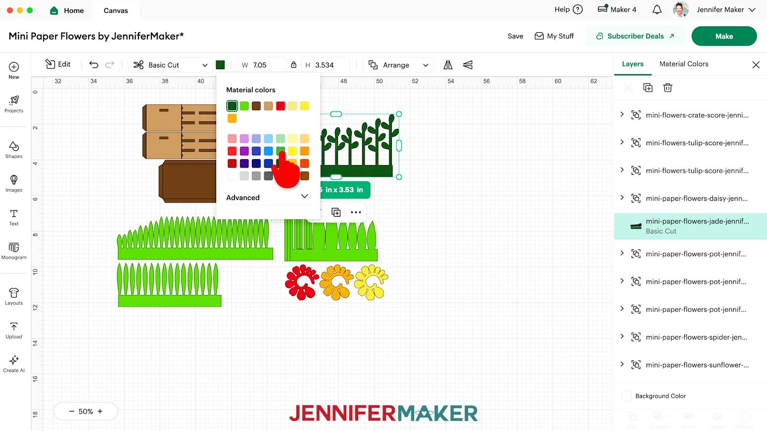Select the jade plant layer and change the shade of green from the color box menu.
