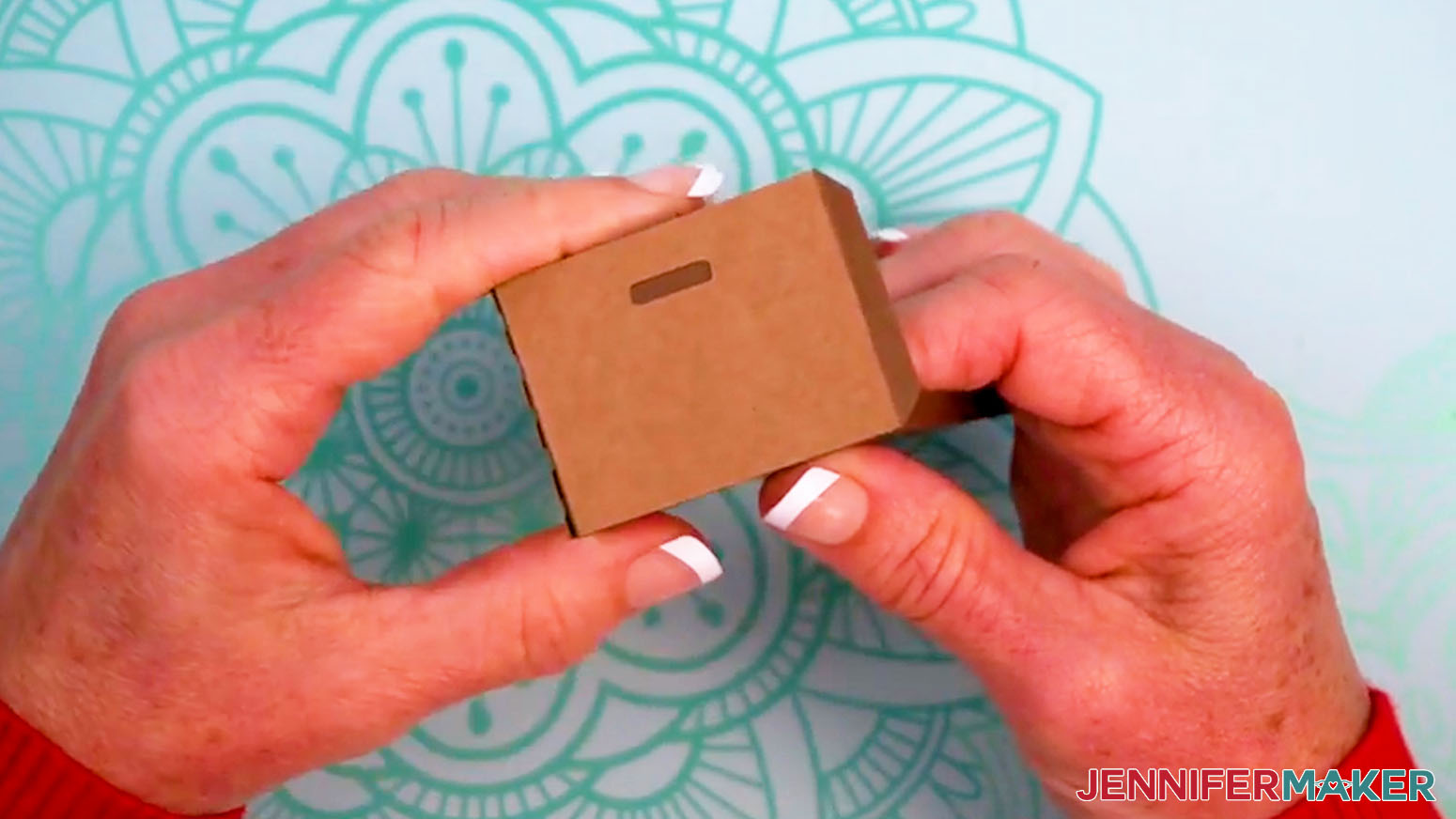 Press and hold the side panel against the glued tab.