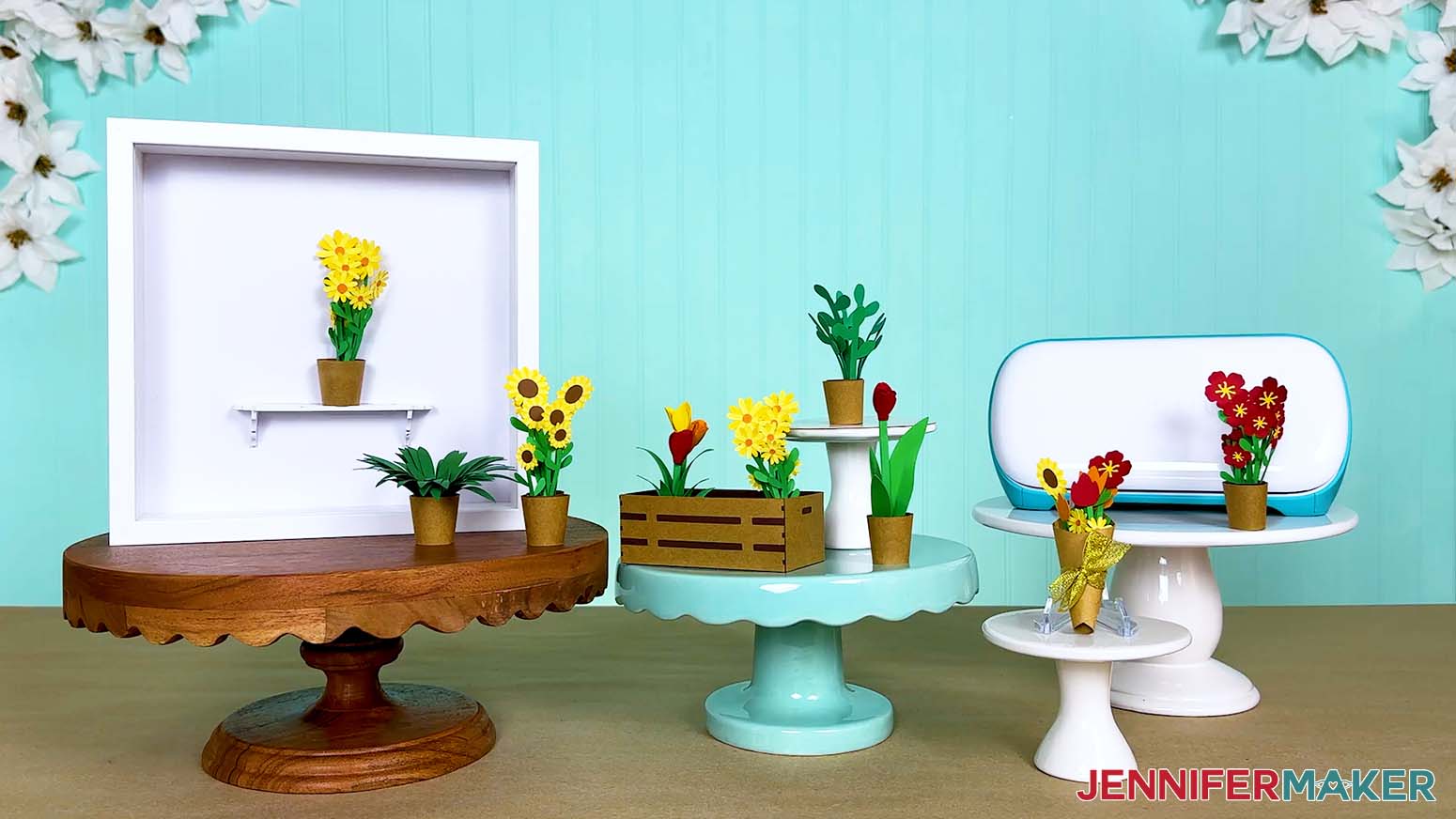 All of the mini flowers and plants finished and on display.