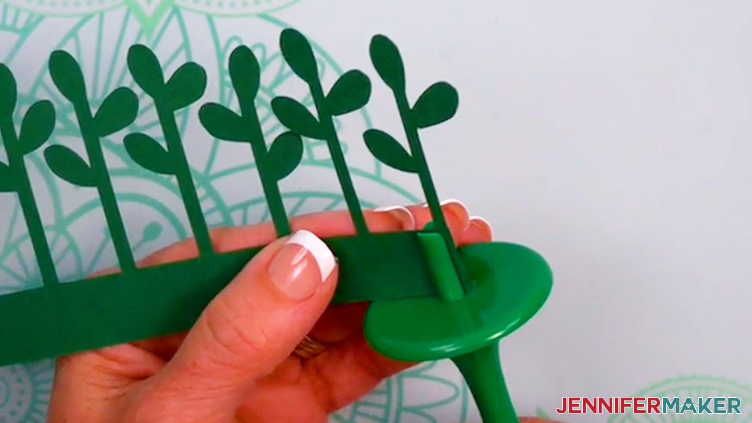 Insert the taller end of the jade plant into the Flowtool.