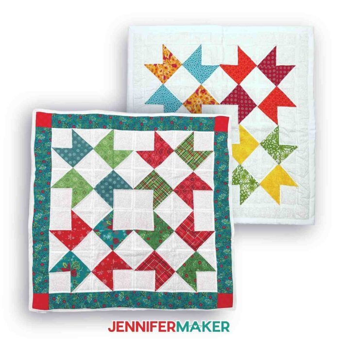 Two colorful mini quilts made using a Cricut cutting machine