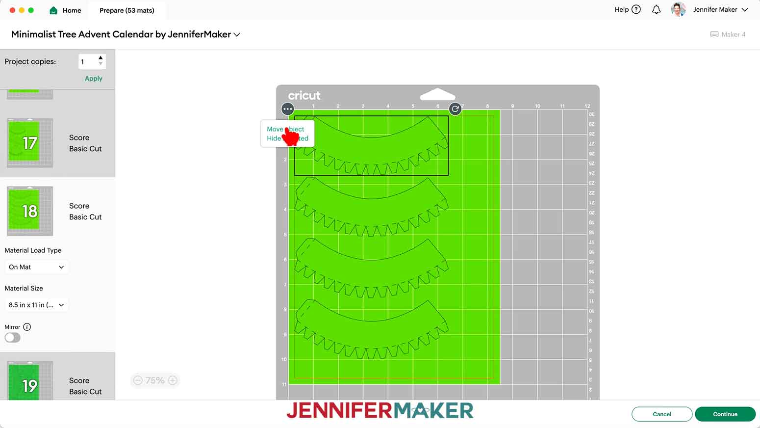 On the Design Space Prepare Screen, select a piece you want to move, then click the icon with three dots and select &ldquo;Move object.&rdquo;