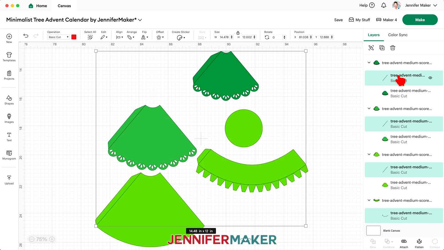 Hold down the Shift key on your keyboard and click the top layer with just lines in each tree group to select all the layers with just lines at once in the Layers Panel.