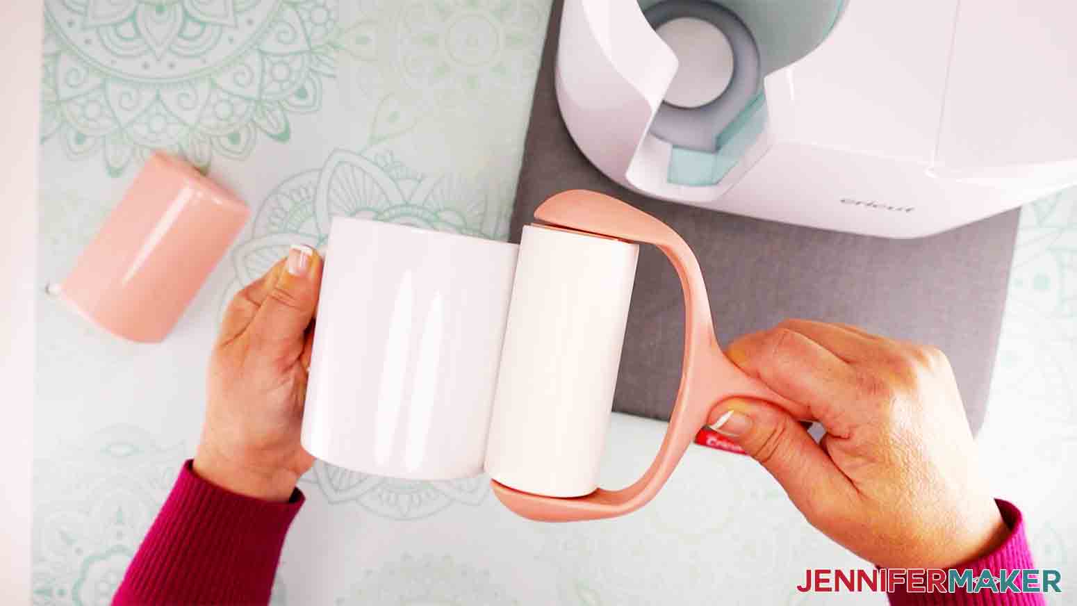 use lint roller to clean the mug surface