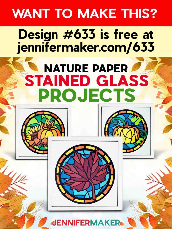 Fall stained glass paper designs are number 633 in JenniferMaker's free library.