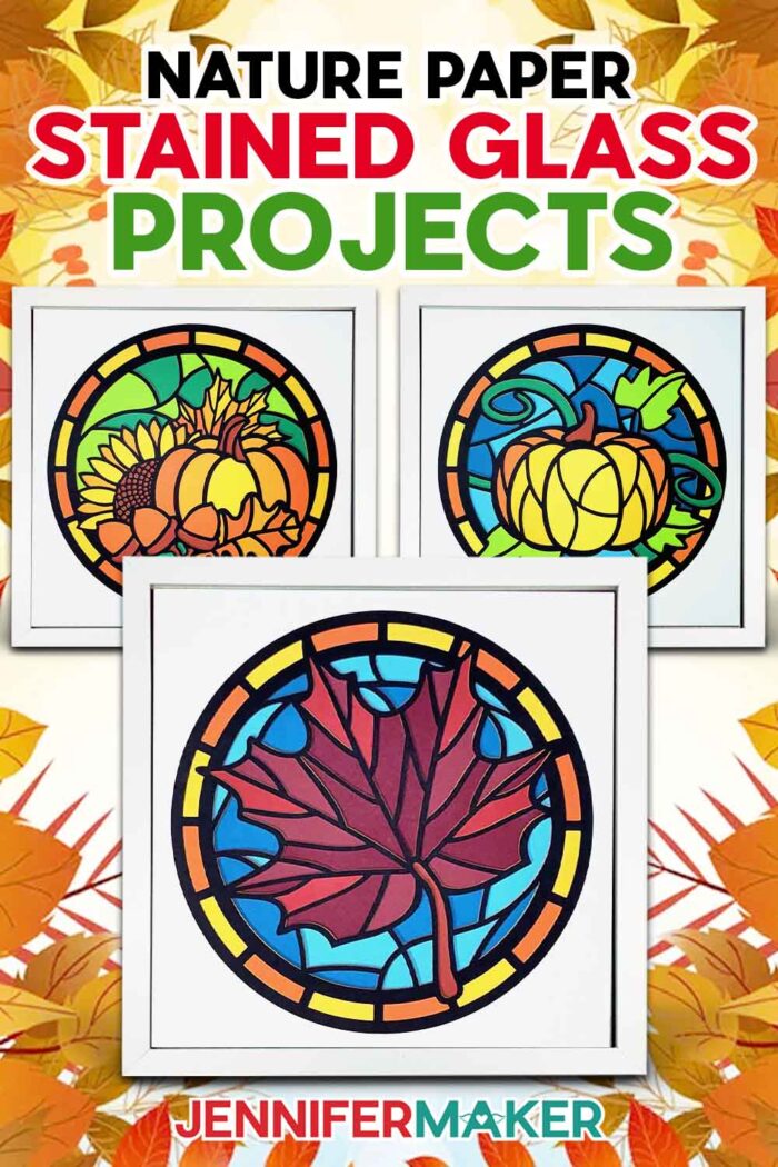 Pinterest pin for nature stained glass paper designs.