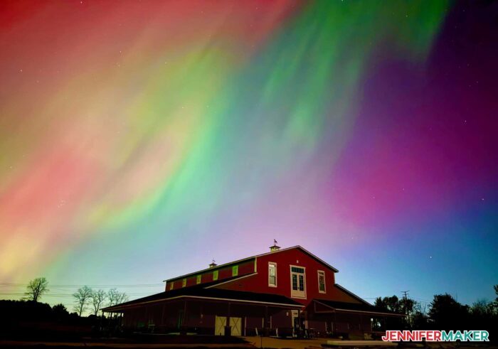 Northern Lights over Maker Farm in October 2024 was Inspiration for the Northern Lights Shadow Box