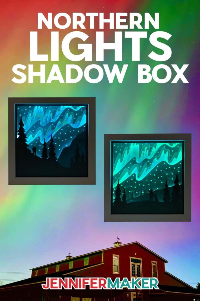 Learn how to make a Northern Lights Shadow Box with Jennifer Maker -- free SVG and pattern!