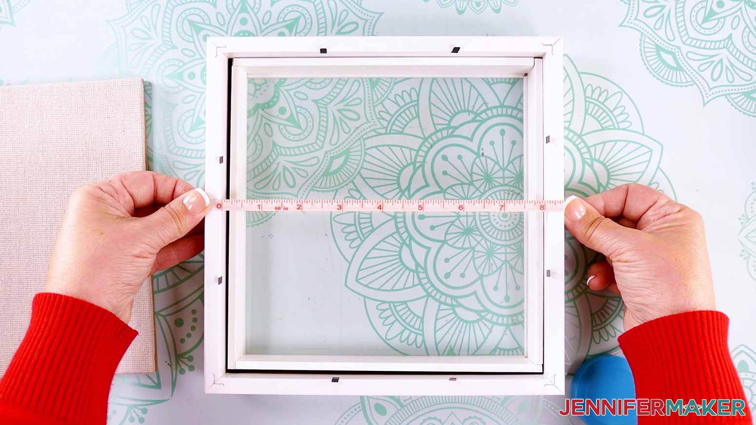 Measuring the inside of a shadow box frame to make a customized Northern Lights Shadow Box