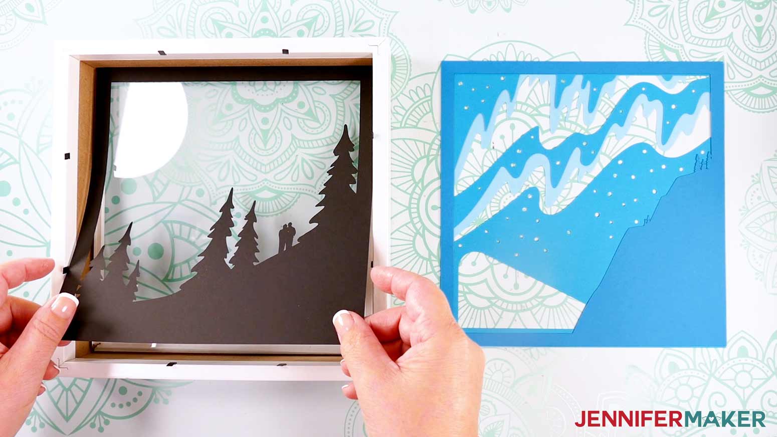 Inserting the layers into a Northern Lights Shadow Box