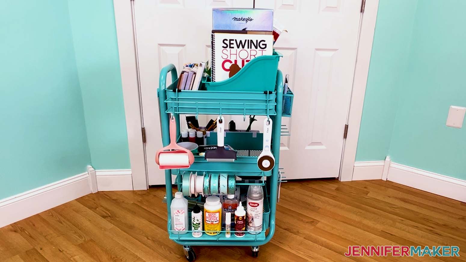 All items organized neatly in the craft cart.