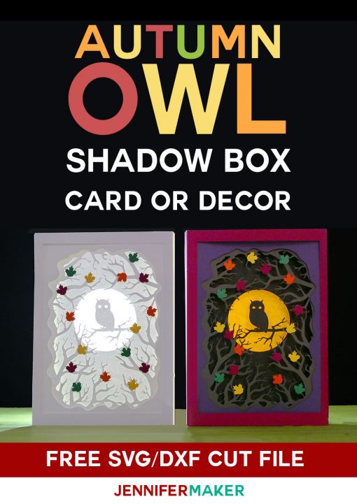 Owl Shadow Box Card for Autumn | Free SVG DXF Cut File | Cricut Papercrafts