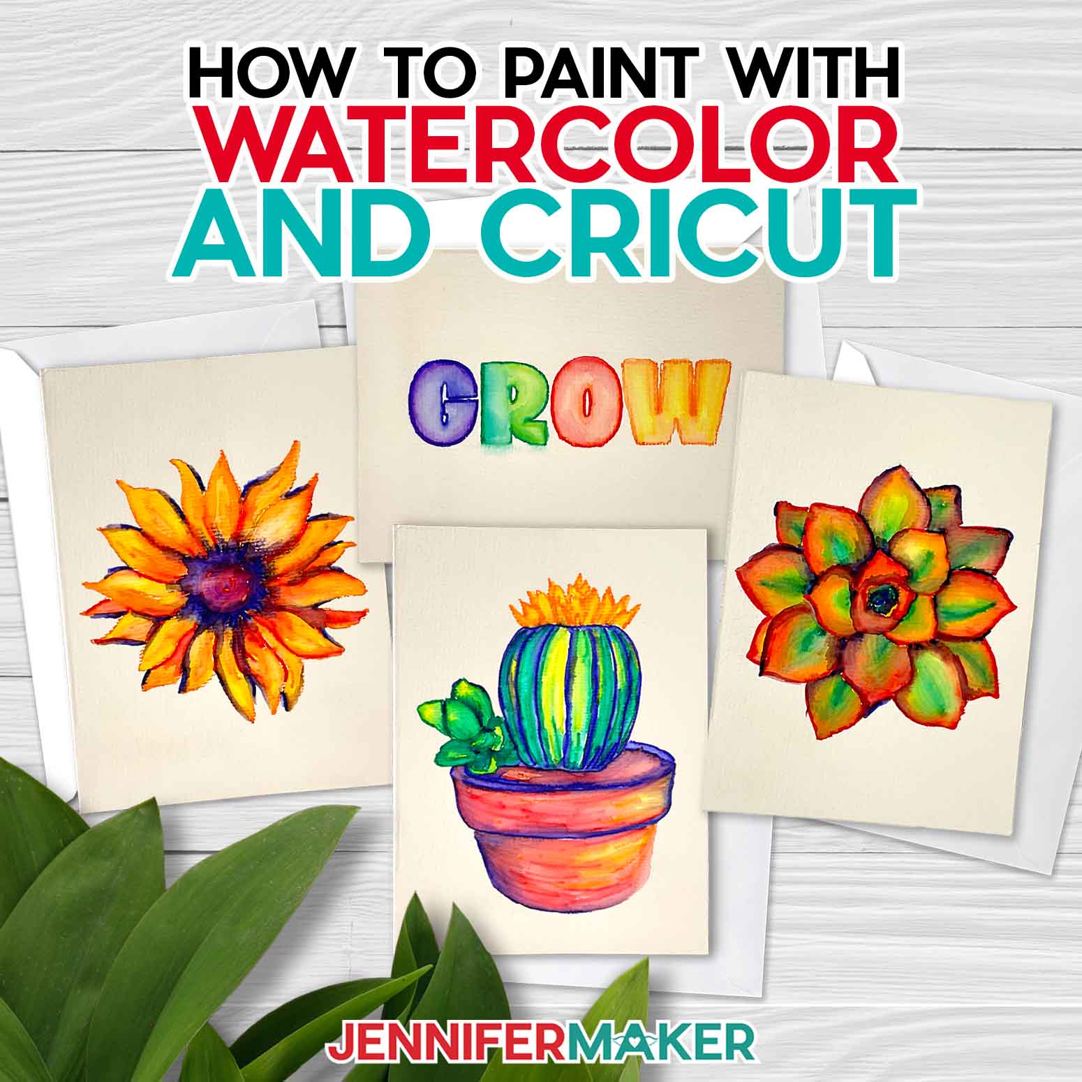 How to Paint Watercolor Plants … With a Cricut!