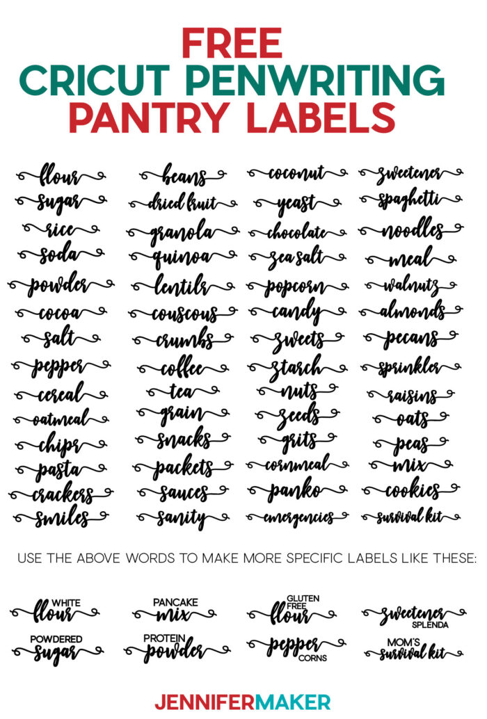Free Pantry Labels for Cricut | Penwriting Script