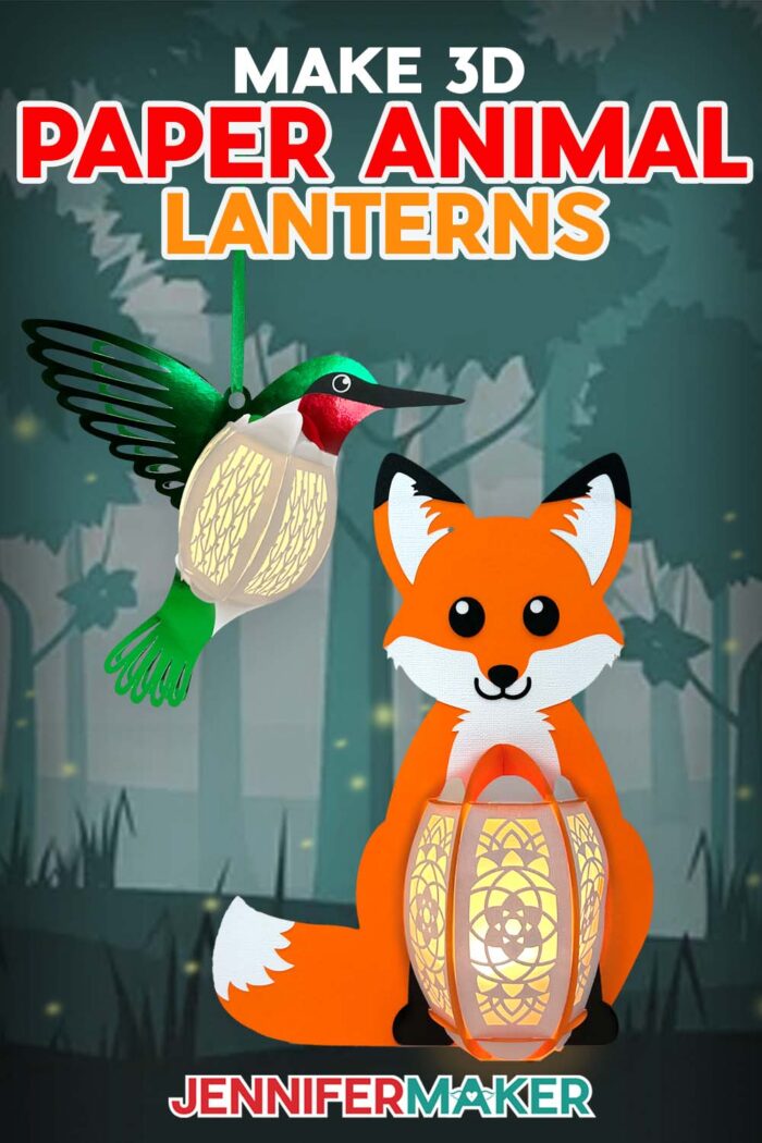 Learn how to make Paper Animal Lantern out of cardstock with free SVG files! A fox lantern and a hummingbird lantern light up a spooky forest