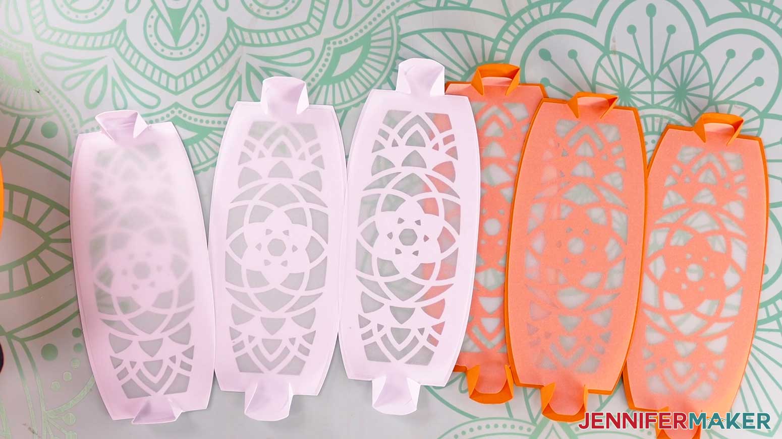 Six cardstock panels and matching vellum diffuser pieces for the fox paper lantern.