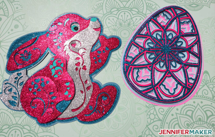 Easter bunny cookie stencil filigree swirls FT0011