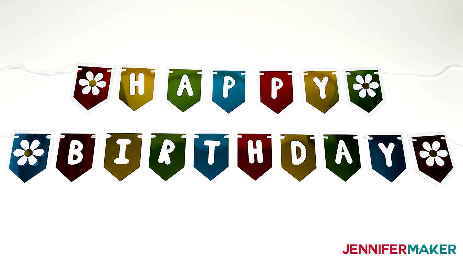 Final happy birthday paper bunting banner displayed.
