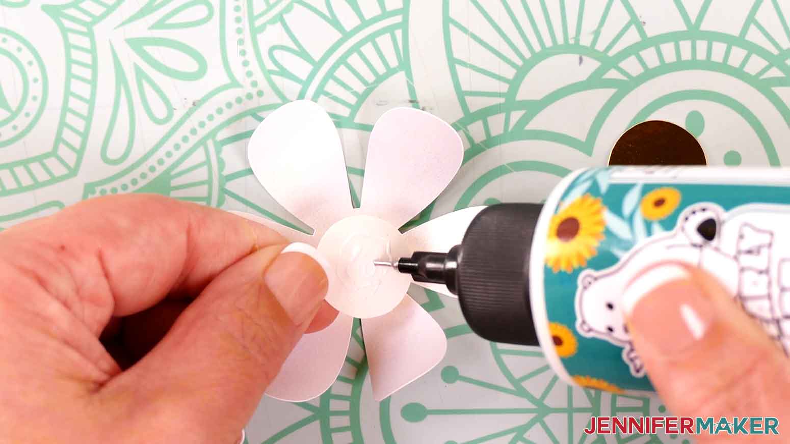 Apply Bearly Art craft glue to the back side of the yellow circle piece.
