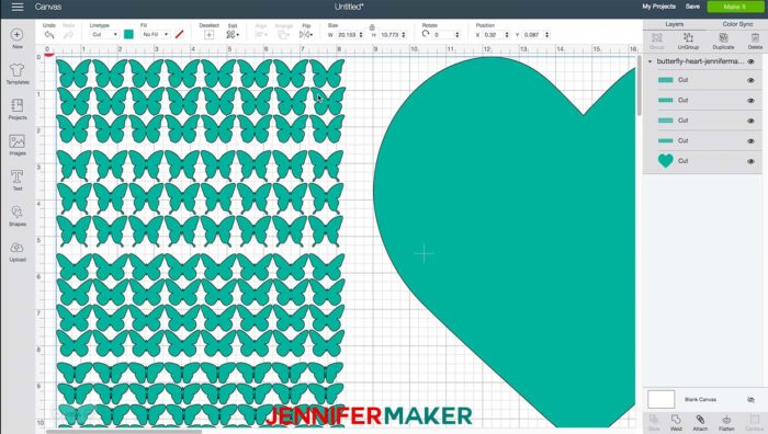 Download Paper Butterfly Canvas Wall Art Heart On Cricut Jennifer Maker