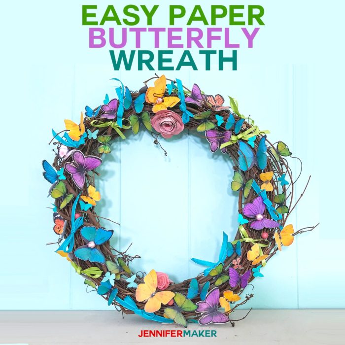 Paper Butterfly Wreath Tutorial - Easy & Pretty Home Decor for Spring and Summer #cricut #cricutmade #papercraft #butterfly