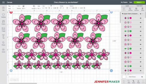 Cherry blossom flower patterns in Cricut Design Space