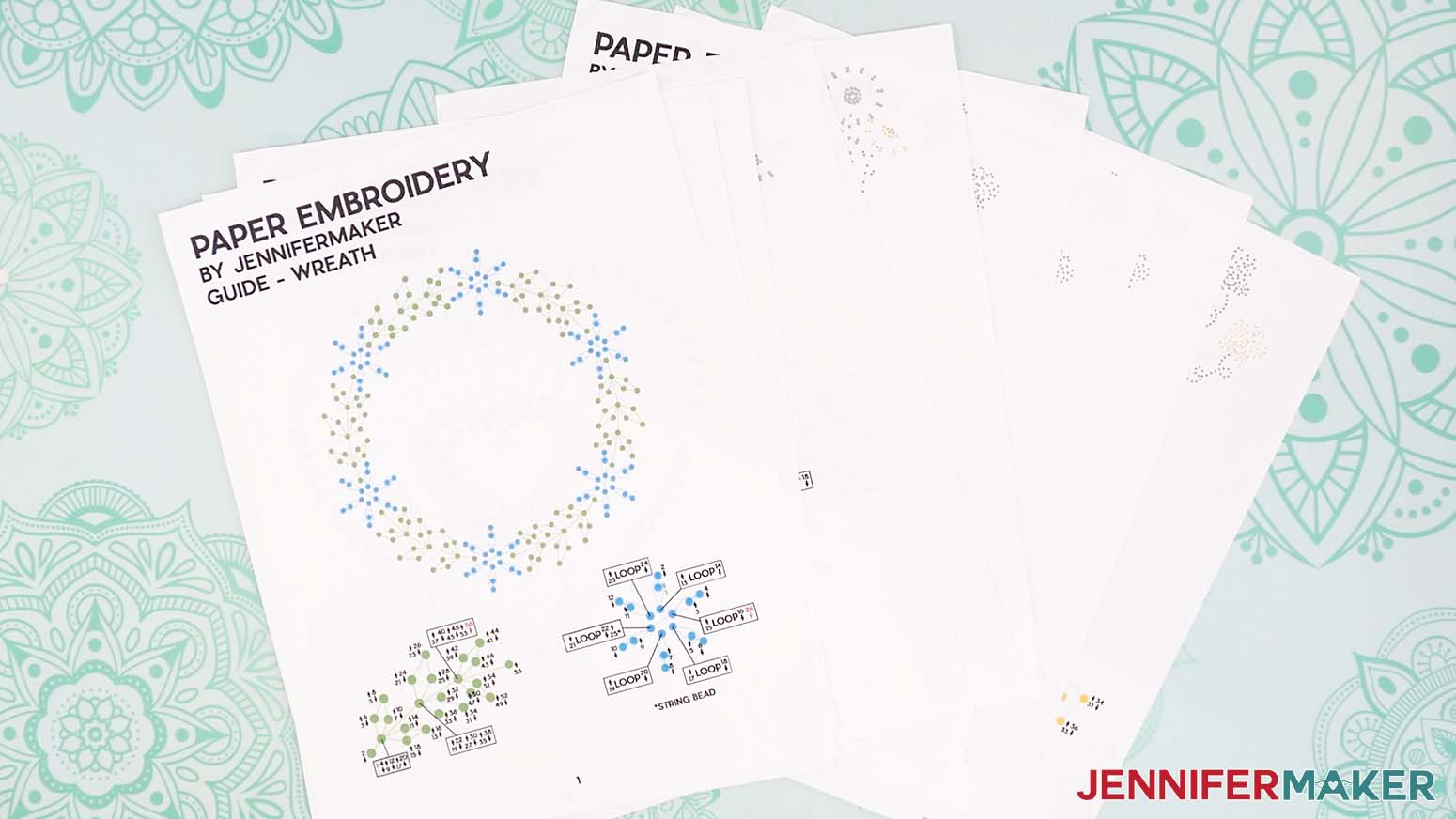 Print the embroidered card guides to help follow the design patterns.