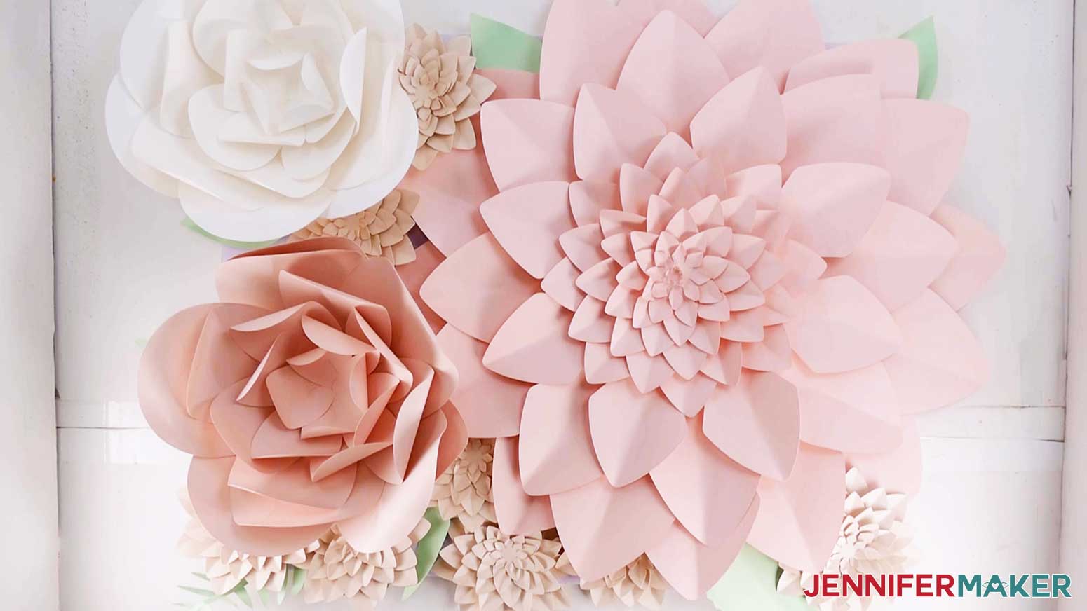 A test layout featuring the jumbo broad dahlia for the paper flower backdrop.