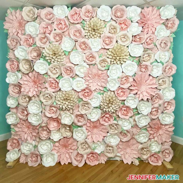 Pink Roses Heart Shaped Fabric Artificial Flower Wall Wedding