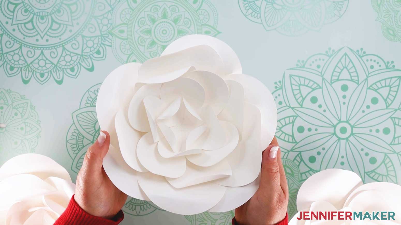 A medium Easy Flower for the paper flower backdrop.