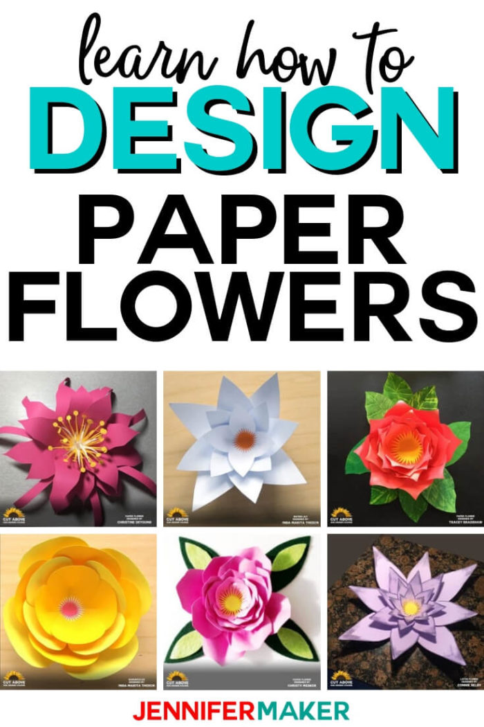 Learn how to design paper flowers with my online course Cut Above. I will teach you step by step how to create your own SVG files for personalized designs. #paperflowers #svg #svgfile #papercrafts #papercrafting